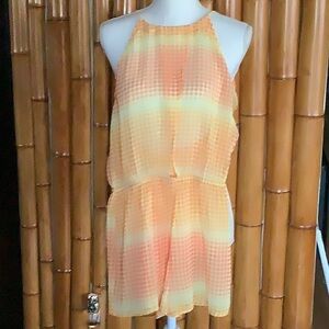 Lucky Brand Swim Sheer Yellow Multi Gingham Romper, Size M, NWT
